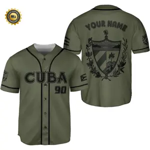 Personalized Cuba Baseball Jersey Shirt  Cuba Flag Jersey  Cuban Jersey for Men
