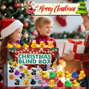 Christmas Rubber Duck Arrival Calendar 24-compartment creative blind box with zero duplicate characters, suitable for holiday gift-giving and party small gifts, Quirky Gift
