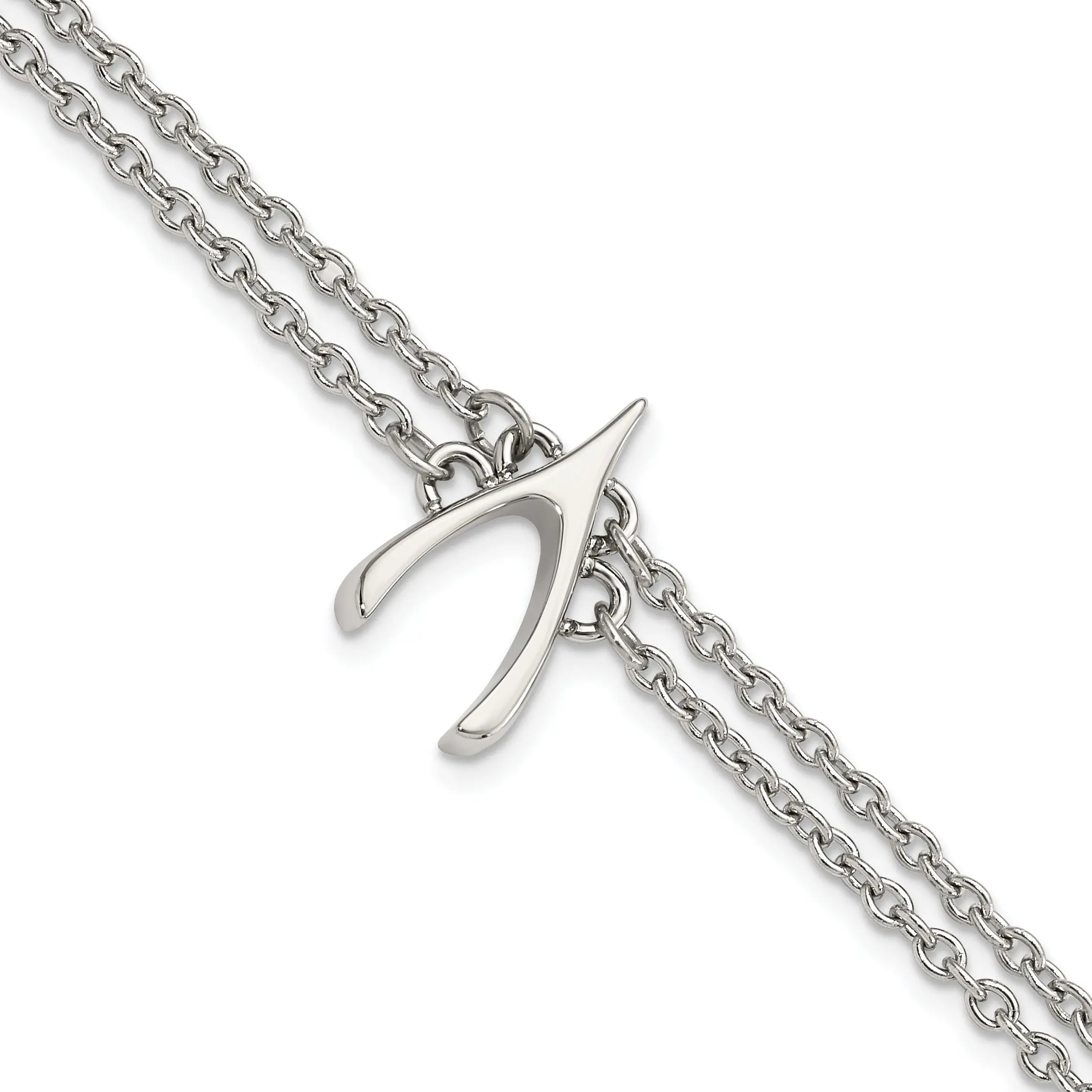 Stainless Steel Polished 2-Strand Wishbone Bracelet