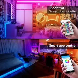 K- Led Smart Strip Light, Color Changing, Music Sync, with Built-in Microphone, 24 Keys Remote Control, App Control, Dynamic Color Changing, USB Plug-24 Volt, More Sizes for Bedroom, Home, Decoration, party Decoration-25