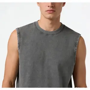 1PS  Men's Vintage Cotton Sleeveless Tank Top - Solid Color, Minimalist & VersatileFor ladies