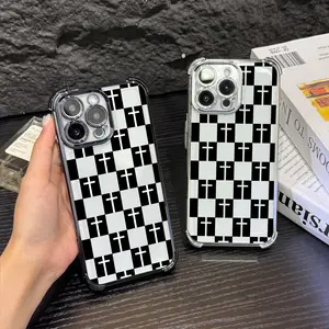 Cross Pattern Phone Case for iPhone Samsung Galaxy Case iPhone 17Pro Max Air 16 15Plus 14 13 12 S26Ultra S25Plus S24 S23 S22 Phone Case, Four-corner airbag drop protection, Protective Silicone Cover, Protection Durable, Shockproof Drop.WC95