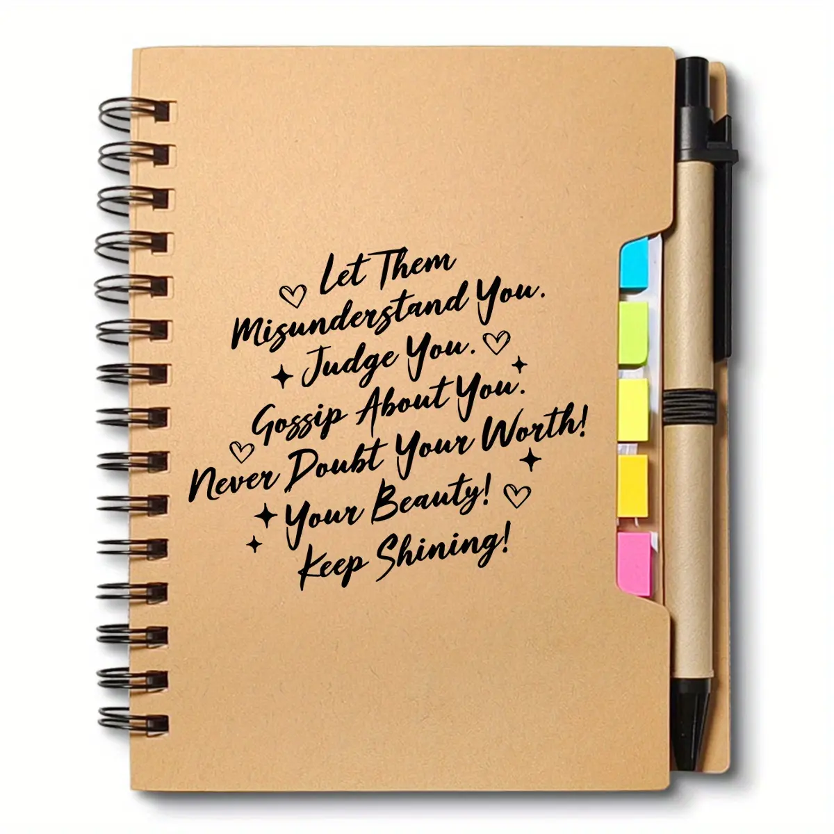 1 Set Employee Appreciation Gift - Motivational Mini Notepad with Ballpoint Pen - Inspirational Thank You Gifts for Staff, Colleagues & Teachers - Christmas/Thanksgiving Corporate Rewards - Stationery Office Supplies (Brown)