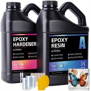 POURLA Epoxy Resin Kit Two Part Resin and Hardener Ultra Clear, Anti-UV, Bubble Free Resina Epoxídica For Jewelry Making, Crafting, Coaster, Tumbler