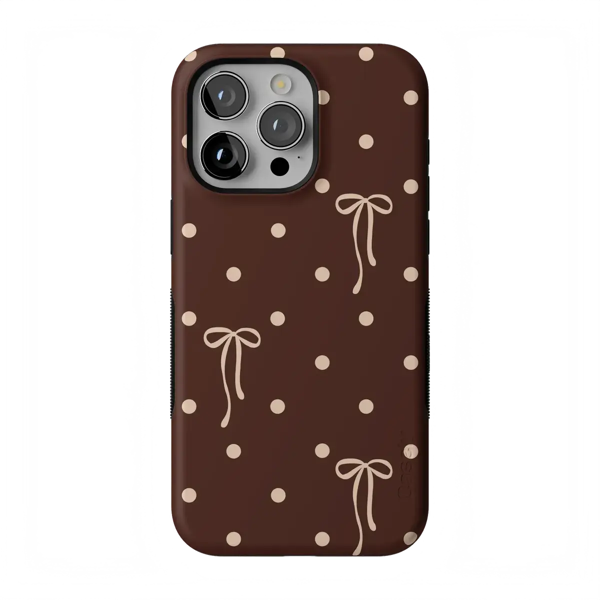 Casely iPhone 15 Pro Case | Teddy Bows | Brown Polka Dot | Bold Protective Design | Compatible with MagSafe