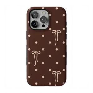 Casely iPhone 15 Pro Max Case | Teddy Bows | Brown Polka Dot | Bold Protective Design | Compatible with MagSafe