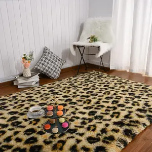 Leopard Rug,   Print Rugs, Soft Comfy Faux   Carpet for  Room Bedroom, Living, Shaggy Teen Room  Decor, Khaki 4x6
