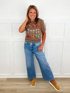 Risen Caitlyn Tummy Control High-Rise Cropped Wide Leg Medium Wash Jeans