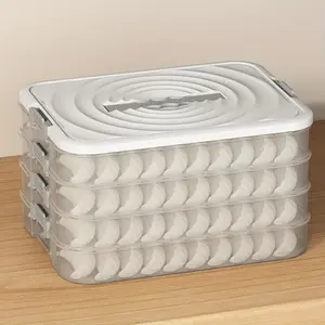 PrimPick 1/2/3/4 layer stacked PP food preservation box - transparent dumpling and meat storage box, kitchen food storage box, keeping the refrigerator tidy and orderly, Stackable Storage Containers