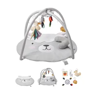 VEVOR Baby Play Gym Mat,  Tummy Time Mat with 5 Sensory Toys, Baby Activity Mat with Light-up Musical Duck Toy for 0-18 Months Newborn Infant, Baby Essential Gift for Sensory & Motor Skill Development