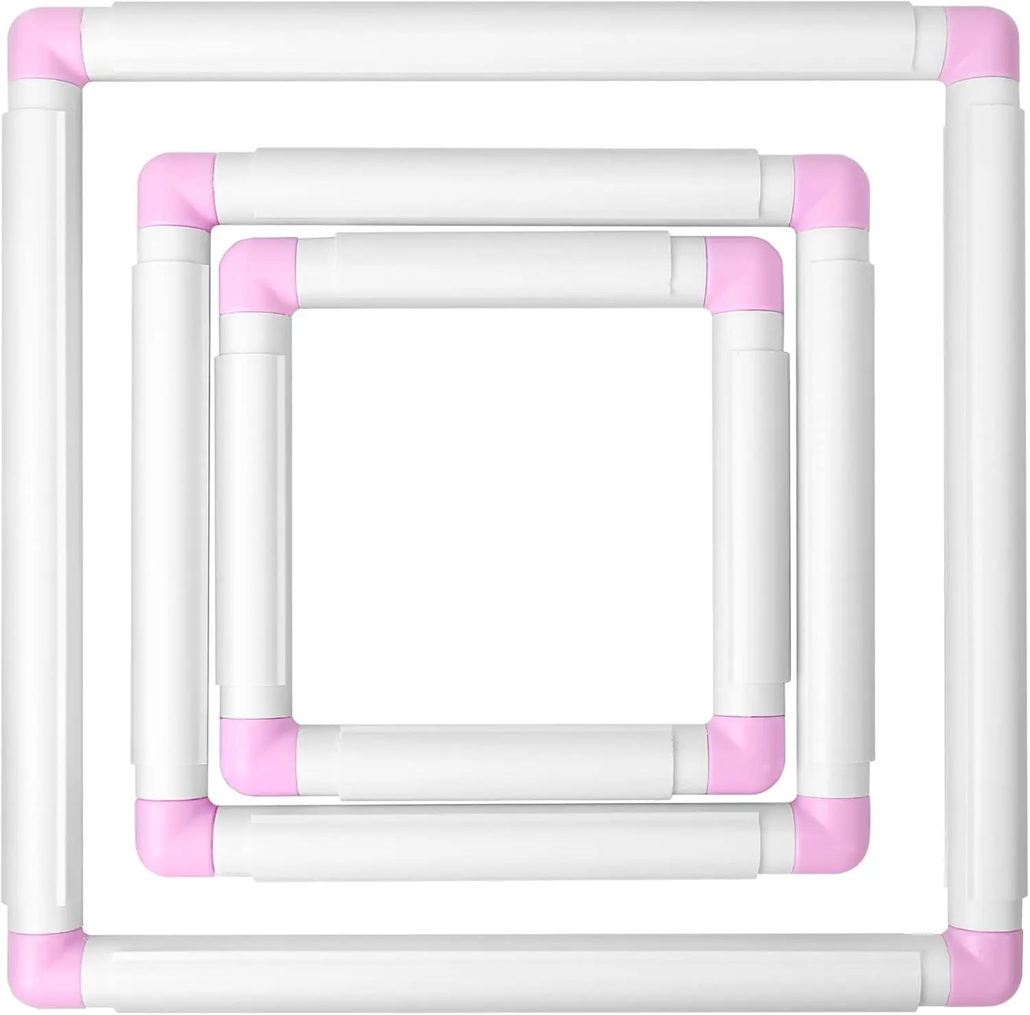 3 Pack Square Embroidery Hoops, Plastic Cross-Stitch Hoops, Plastic Clip Frame for Embroidery, Embroidery Quilting Frames (6x6, 8x8, 11x11)