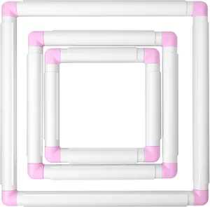 3 Pack Square Embroidery Hoops, Plastic Cross-Stitch Hoops, Plastic Clip Frame for Embroidery, Embroidery Quilting Frames (6x6, 8x8, 11x11)