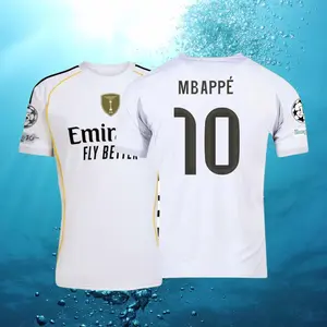 25 26 Home Kit White 10# Mbappé Short Sleeve Soccer Jersey Fans Version