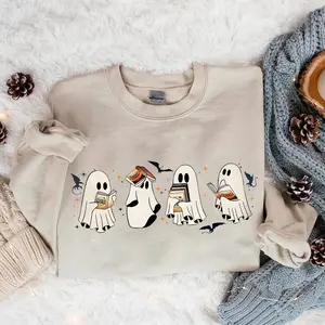 Ghost Book Dragon Sweatshirt, Cute Ghost Shirt, Ghost Book Sweatshirt, Halloween Gift For Book Lovers, Bookish Halloween Sweatshirt, Ghost Bookish Shirt