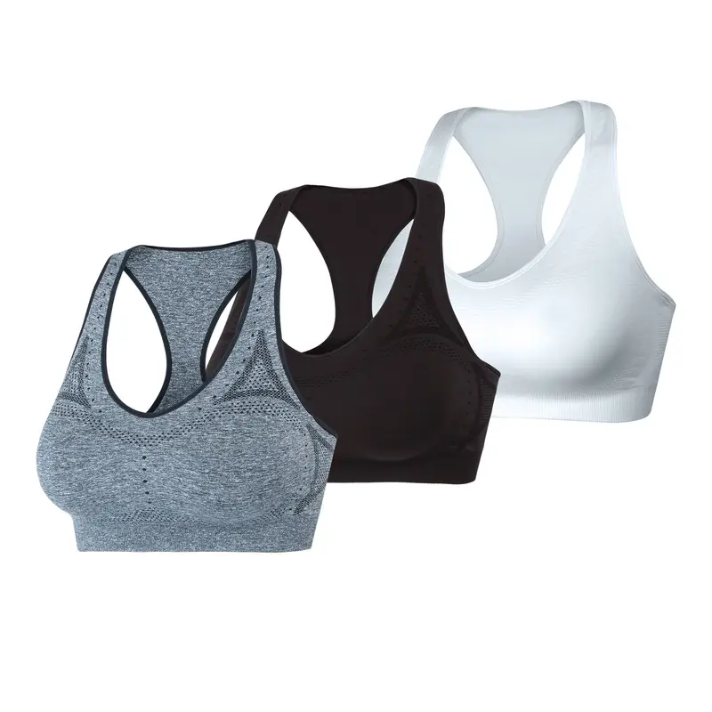 Hanes Sport Women's Seamless Racerback Sports Bra 3-pack Multi Pack Comfortable Fit Everyday Support Breathable O90033