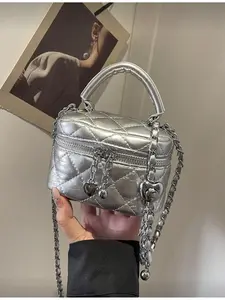 New Classic Multi-functional PU Waterproof Quilted Diamond Pattern Tote Bag Lightweight Zipper Closure Love Zipper Decoration Cross Box Round Coin Wallet Bag Casual Shoulder Bag Suitable for Shopping Travel and Commuting Casual Crossbody Bags