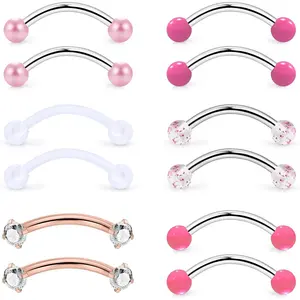 16g Eyebrow Piercing Jewelry Vertical Labret Lip Rings Curved Barbell Piercings for Women
