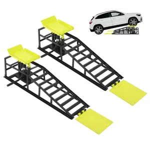 2 Pack Hydraulic Car Ramps 5 Ton Capacity, 12,000 Lbs Heavy Duty Steel Vehicle Ramps with 9.8"-15" Adjustable Height for Oil Changes & Maintenance, Low Profile Wide Deck for Cars SUVs Trucks