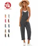 Tanming Womens Casual V-Neck Sleeveless Harem Overalls Stretchy Adjustable Strap Rompers with Pockets Loose Fit Long Jumpsuit for Summer