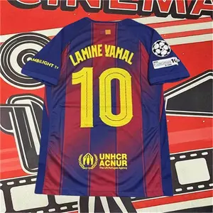 25 26 Home Red Blue Yamal 10 Short sleeve Soccer jersey