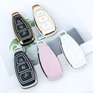 1pc Car Key Fob Cover, Key Fob Protector, Soft TPU Car Key Holder/Case Shell for Ford Key Fob Cover - Compatible with Mondeo, For Fiesta, For Kuga For stline For MK3, 3-Button Car Key Remote Case Durable soft TPU protection, Anti fall dust-proof keybag