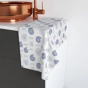 Ocean-Inspired Hand Towel, Nautical Decor for Kitchen, Bathroom, Beach House, Gift for Sea Lovers, Seashell Pattern Towel