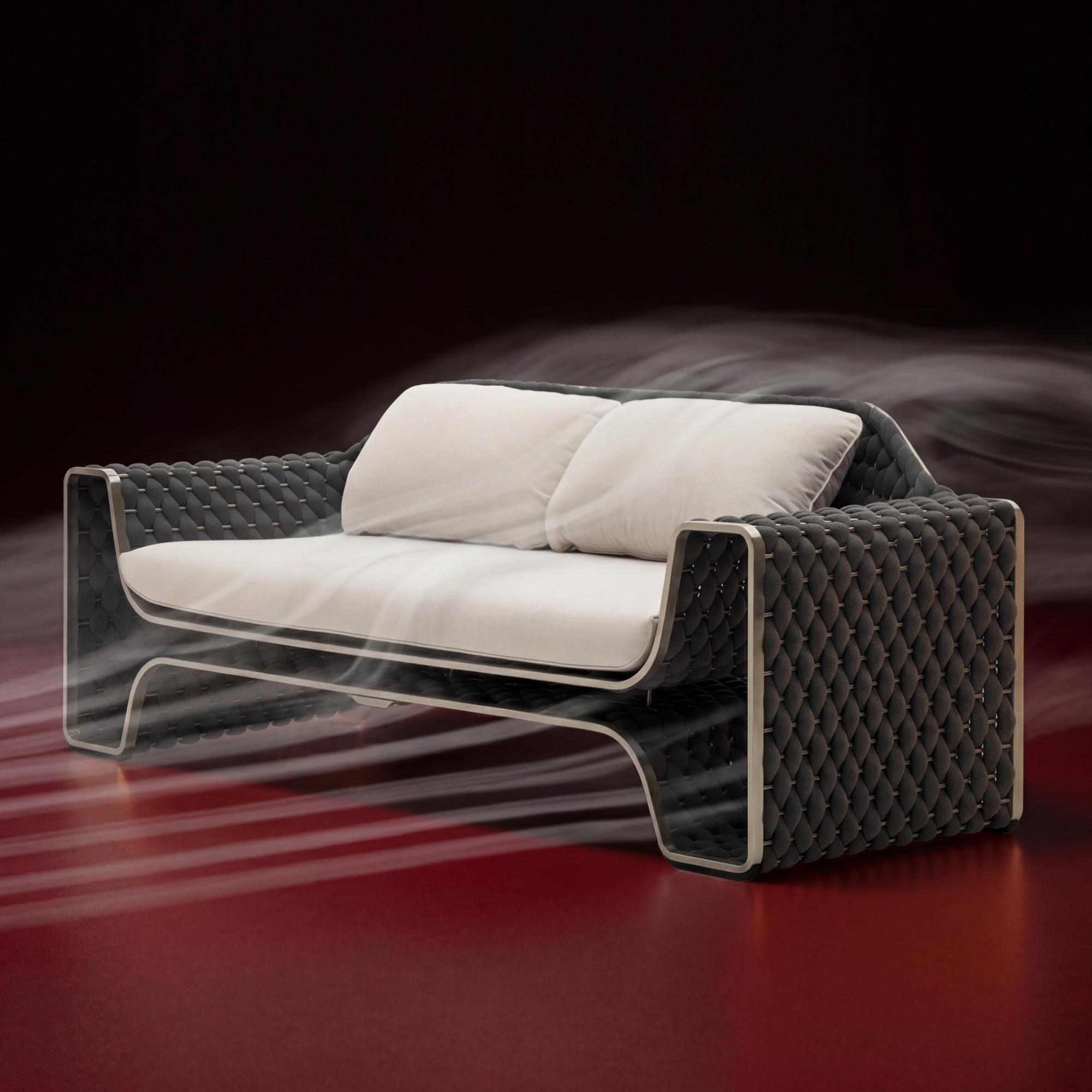 【Summerfinds】OVIOS × Studio F.A. Porsche Designer Outdoor Sofa Collection, 4-Piece Luxury Patio Furniture Set with Coffee Table, Masterfully Hand-Woven Craftsmanship, Aviation-Inspired Aluminum Frame for Villa Terrace & Luxury Backyard