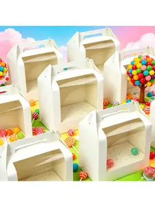 5/1pcs Hand Carry Clear Window Candy Packaging Boxes, White Cardboard Display Holders for Lollipops, Strawberry Chocolate & Handmade Gifts.needoh.paper plates