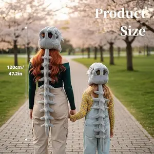 Dinosaur headgear skeleton plush toy hat, similar style skeleton costume, funny birthday gift