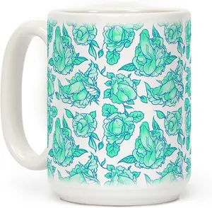 Pen Floral Funny Ceramic Coffee Mug, Funny Floral Ceramic Coffee Accent Mug, Perfect Gift for Him & Her