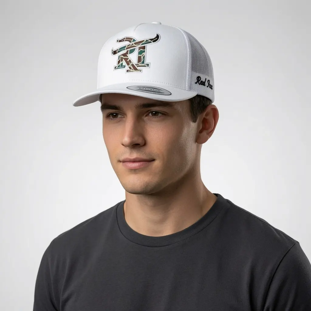 White Trucker Snapback Cap Unisex – Adjustable Mesh Baseball Hat Flat Brim Streetwear Embroidered Logo Casual Summer Cap