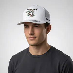 White Trucker Snapback Cap Unisex – Adjustable Mesh Baseball Hat Flat Brim Streetwear Embroidered Logo Casual Summer Cap