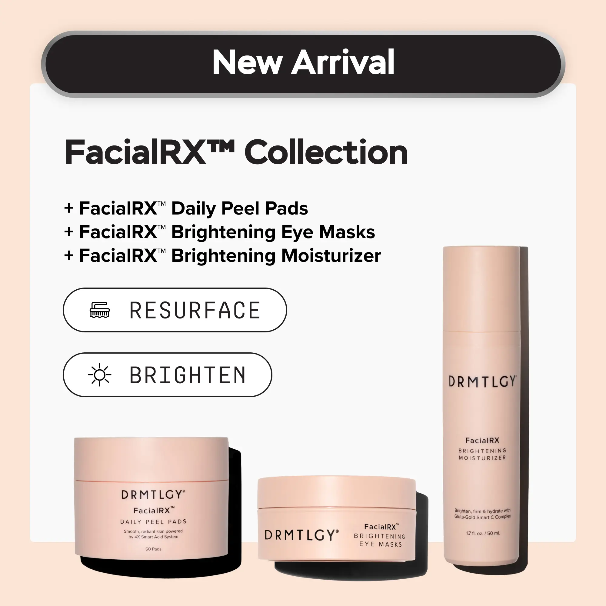 FacialRX Collection: Includes FacialRX Daily Peel Pads, Brightening Moisturizer, and Brightening Eye Masks. Gently Exfoliates and Refines Skin. Visibly Brightens, Firms, and Hydrates Eyes and Face.