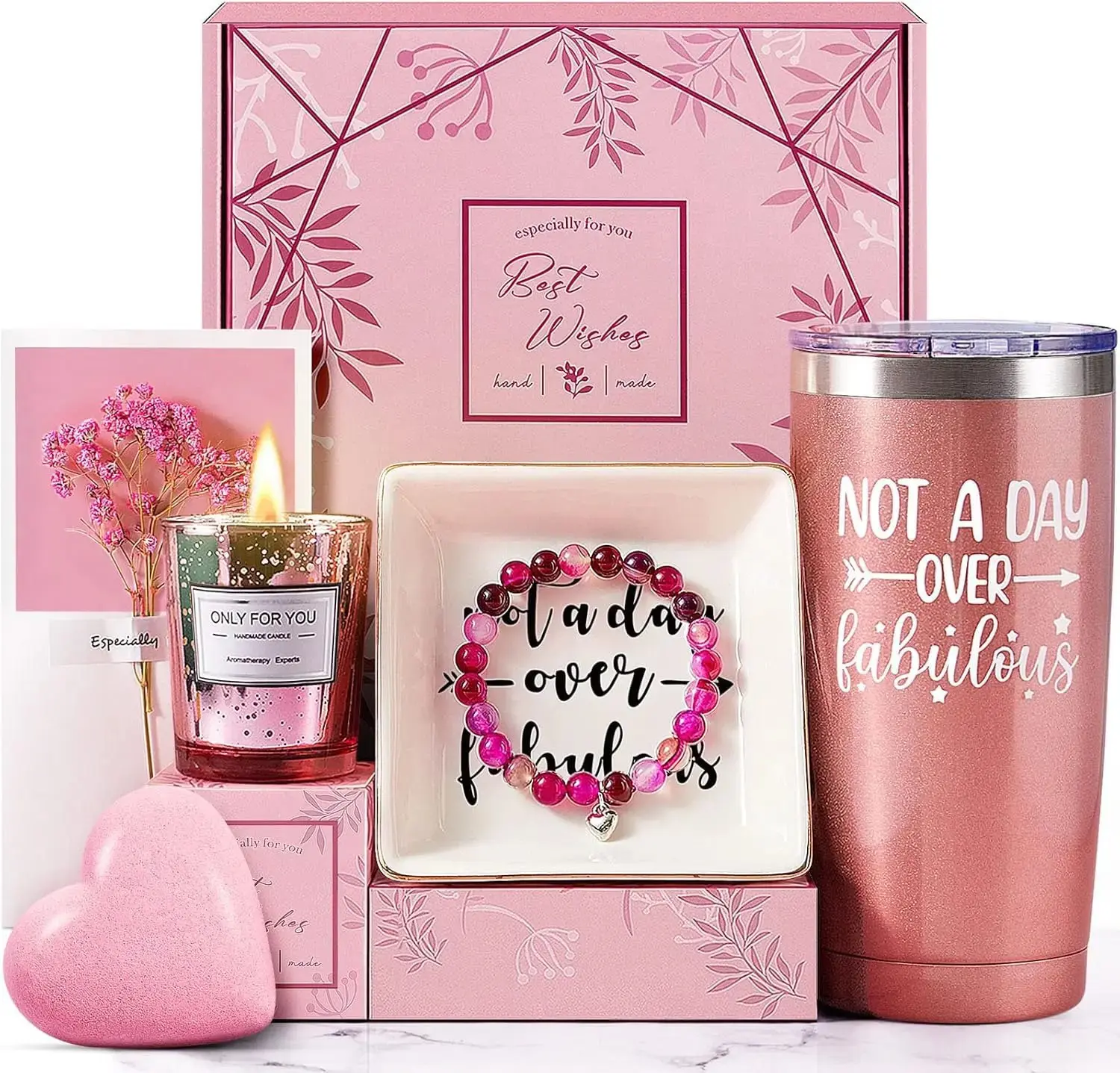 Valentine's Day Gift Basket for Women – Mother Day & Birthday Relaxation Gifts – Personalized Tumbler Gift for Mom, Best Friend, Sister – Perfect Valentine's Day, Mother's Day, and Christmas Gifts for Women Who Have Everything Box Boxes