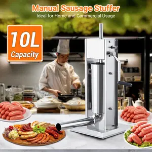 Garvee Heavy Duty Manual Sausage Stuffer 22LBS/10L – Stainless Steel Meat Filler Machine – Dual Speed – 4 Stuffing Tubes – Perfect for Home & Commercial Use