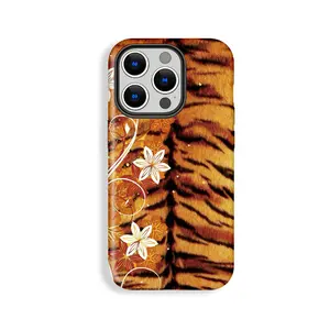 Stylish hard phone case with millennial style tiger pattern flower pattern, y2k, Cool Protective Case, Gift for Him or Her, Shockproof, Double Shell Anti-drop, Wear Resistant, Phone Case Suitable for Iphone 11/12/13/14/15/16/17 Pro Promax Plus Air