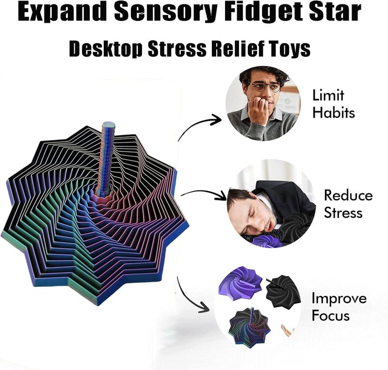 3D Printed Expanded Sensory Fidget Star, New Stress Relief Sensory Whirling Spiral with Handle, Very Satisfying Sight and Sound with Hypnotizing Visual Fidget Toy 3D Printed Expanded Sensory Fidget Star, New Stress Relief Sensory Whirling Spiral with Handle, Very Satisfying Sight and Sound with Hypnotizing Visual Fidget Toy
