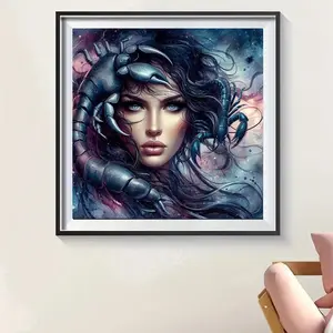 Scorpion Girl Pattern DIY Diamond Arts Colorful Painting Kit without Frame, 5D Diamond Arts Colorful Painting Kit, Wall Art Decor for Home Living Room Bedroom