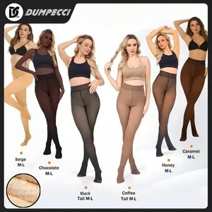 DUMPECCI TikTok Viral Women's Magic Fleece Lined Leggings - Single-Seam Shaping & High Elasticity for Sleek Appearance. Translucent Thermal Design in Elegant Nude Shades. Sizes XXS-3XL, Closed Foot