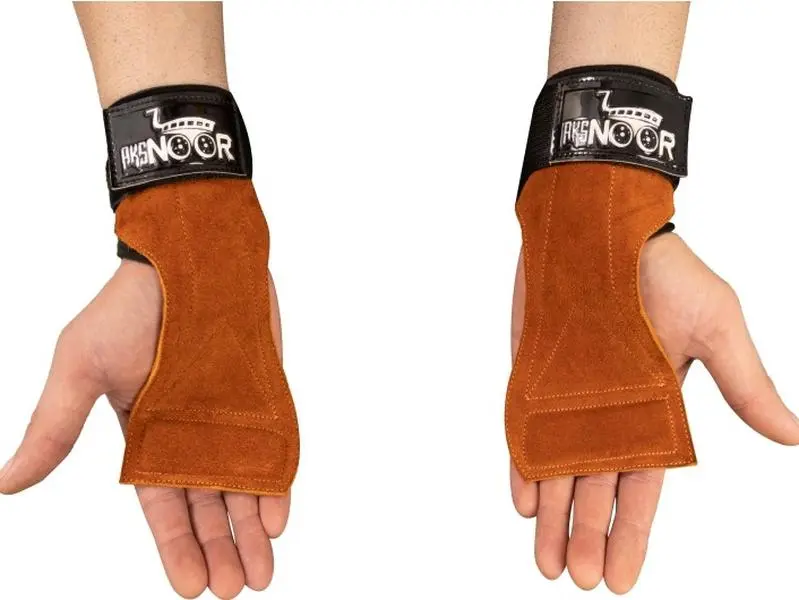 Leather Weight Lifting Hand Grips for Maximum Grip Support - Workout Grips for Pull Ups, Deadlifting & Gym Training (1 Pair) wrist protection