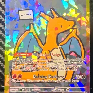 Custom-made Cracked Ice Holo derpy fan art card of mini Charizard Pokémon