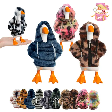 7-Inch Polyester Desk Goose Plush Hoodie Accessory - Whimsical Magnetic Statue Key Holder, Desk Decor, Cold Winter Costume Parts, DIY Specialty Toy Gift