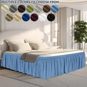 Easy-Going Bed Skirt for Twin Full Queen King Size Bed, 14/18/22 Inch Tailored Drop, Fitted with Adjustable Elastic Belt, Convenient to Use Without Lift The Mattress