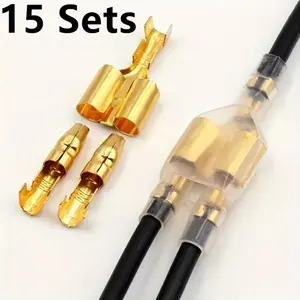 Wire Connectors Set, 15pcs Terminals & Sheaths, Fits Awg22-15, Ideal for Cables 0.3mm-1.5mm², Durable Design, Easy Installation, Durable Reliable Connectors, Terminal Plug Kit