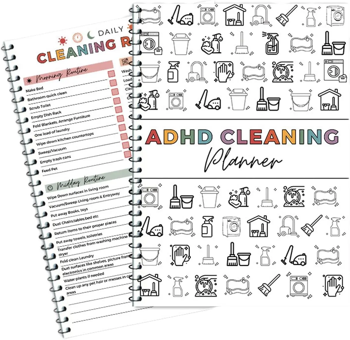 Cleaning Planner, Cleaning Schedule and Checklist Organizer, Daily Weekly Monthly Household Cleaning Planner, Chore Chart Notebook for Home, DIY Home Improvement, Editable Template(1 pack)