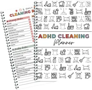 Cleaning Planner, Cleaning Schedule and Checklist Organizer, Daily Weekly Monthly Household Cleaning Planner, Chore Chart Notebook for Home, DIY Home Improvement, Editable Template(1 pack)