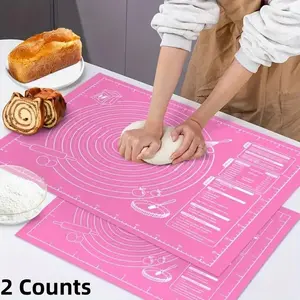 1 Set Non-Stick Baking Mat. Silicone Baking Mat. Reusable Easy-to-Clean Baking Tray Pad. Including Measuring Scale. Suitable for Making Bread, Cakes, Biscuits and Sweets. Baking Appliance