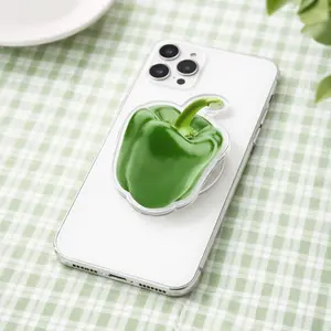 Food Aesthetic Green Pepper Magsafe Phone Grip Holder, Funny Y2K Acrylic Magnetic Phone Mount, Pop Socket Adjustable Durable Accessories