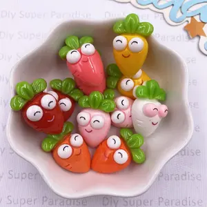 10pcs Mixed Colorful Cartoon Cute Big Eyes Carrots Figurine Resin Ornament Flat back Stone DIY Christmas Jewelry Applique Home Decor Crafts Accessories