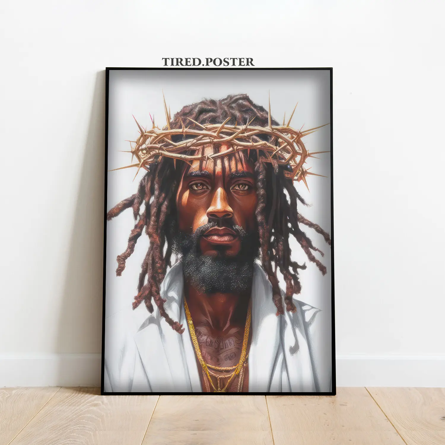 Glossy Black Artistic Jesus Watching Art Print, 8x12 in (20cmx30cm) Unframed Christian Home Decor Wall Art, Room Decoration Gift, Art Prints